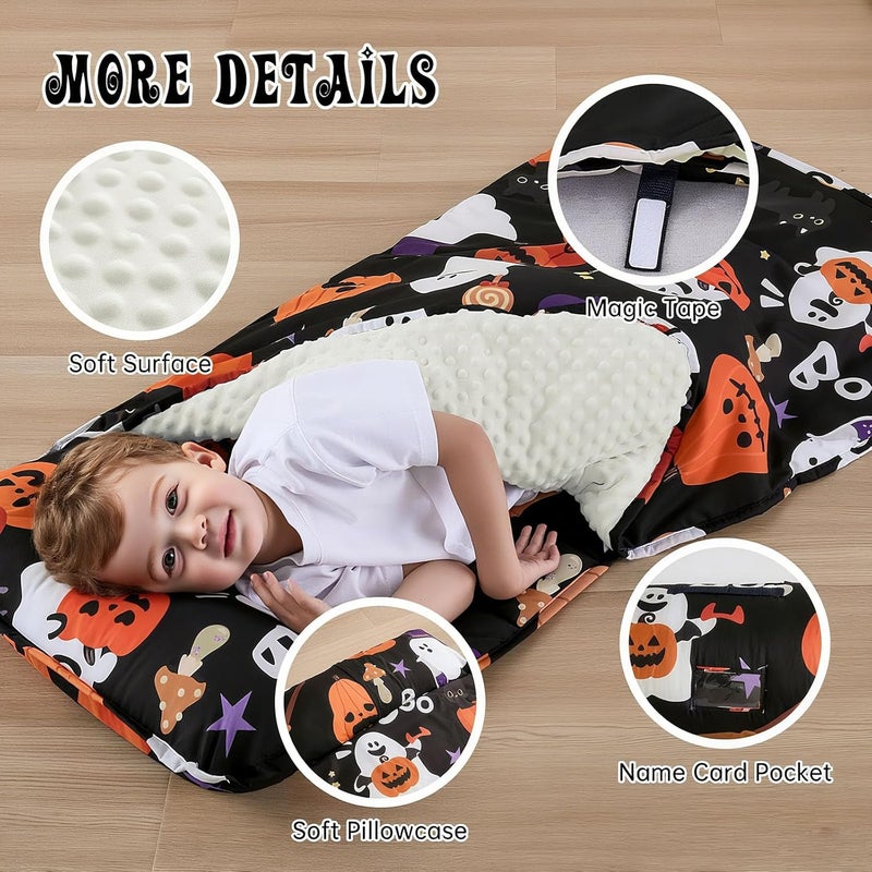Anibedding Toddler Nap Mat with Pillow, Halloween Style Slumber Bags for Kids Daycare Preschool Travel Camping - Image 3
